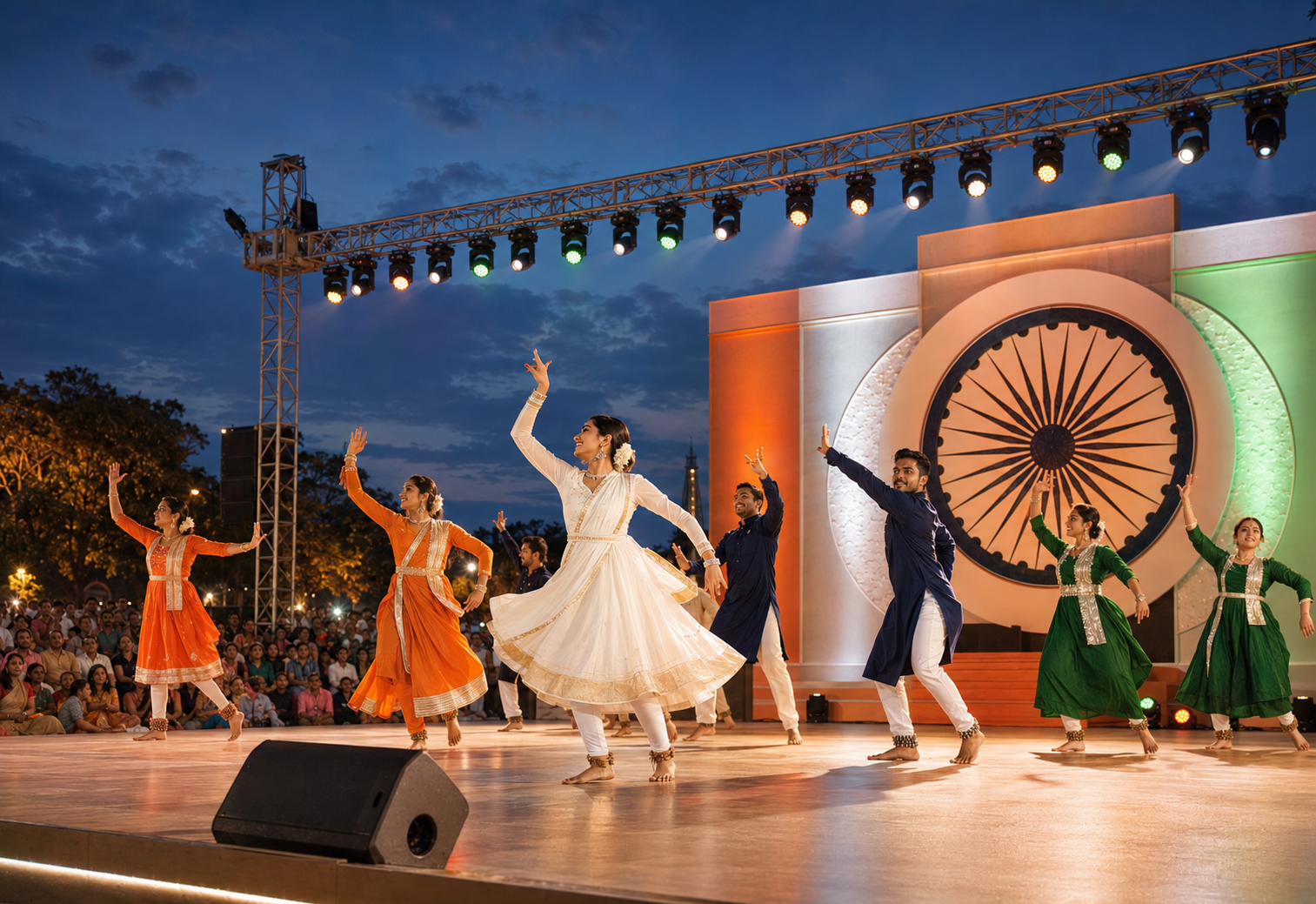 Patriotic cultural programme during an Independence Day society celebration